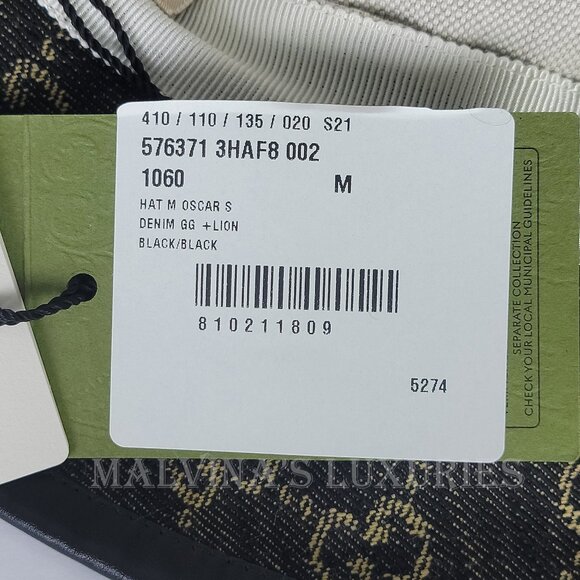 GUCCI HAT GG LOGO MONOGRAM JACQUARD BLACK w LEATHER TRIM BUCKET UNISEX - Picture 13 of 16